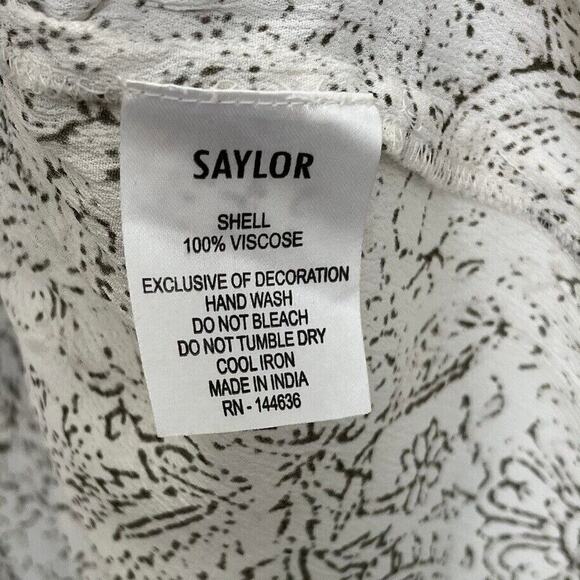 Saylor | Revolve White & Green Tiered Ruffle Peasant Gauze Top Medium Boho EUC - Picture 5 of 8